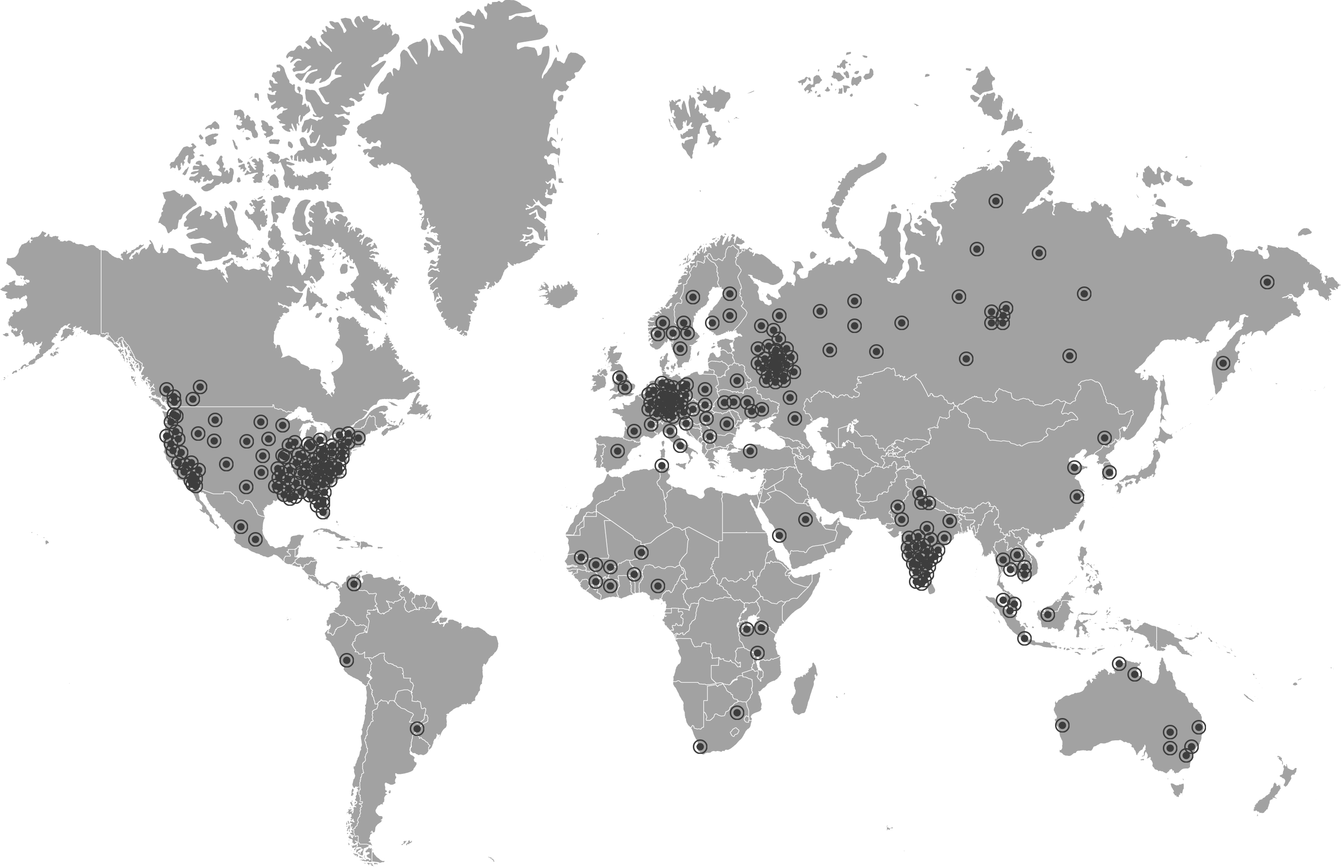 Map of our global network of 1000+ research sites
